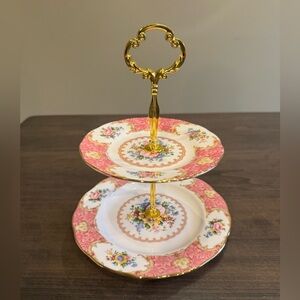 Royal Albert Lady Carlyle England Two-Tier Dessert/Cake Stand